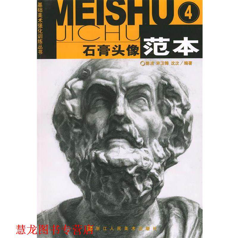 【正版书籍】 石膏头像范本4&mdash;基础美术强化训练丛书 陈洁,宋卫锋,沈汶 编著,高志岳 策划 浙江人民美术出版社