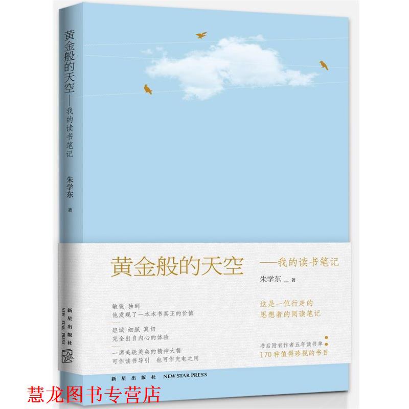 【正版书籍】 黄金般的天空:我的读书笔记 朱学东 新星出版社
