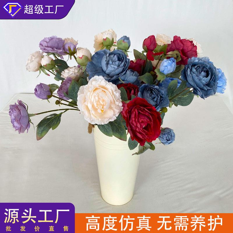 仿真头油画圆牡丹婚礼布置引路花婚庆影楼客厅酒店布置装饰花图片
