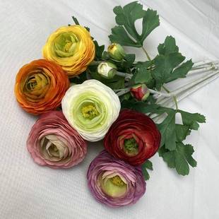 装 磨毛布头露莲人造花餐桌摆件家居婚庆软装 饰仿真茶花