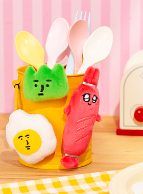 粉红兔子myfriend原创早餐系列冰箱贴套装可爱创意毛绒玩具装饰贴