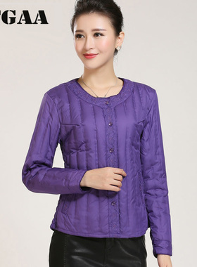 女士修身长袖圆领羽绒服内胆冬季大码短款内穿中老年保暖羽绒内衣