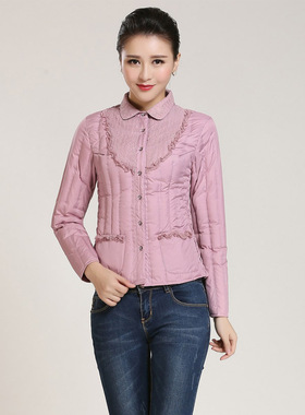 羽绒服内胆女修身长袖轻薄短款冬季羽绒保暖内衣大码加厚打底衬衫