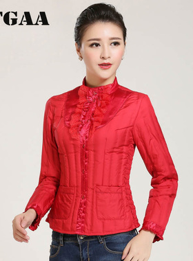 DTGAA女士修身短款羽绒服内胆大码长袖立领保暖打底羽绒内衣冬季