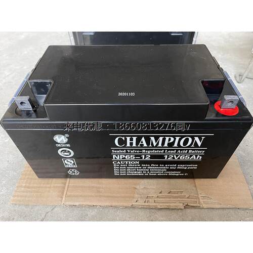 冠军蓄电池12v65ah/NP65-12免维护光伏发电UPS/EPS太阳能机房专用