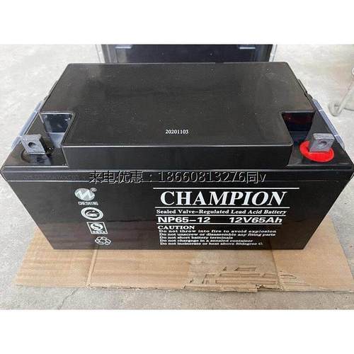 冠军蓄电池12v65ah/NP65-12免维护光伏发电UPS/EPS太阳能机房专用