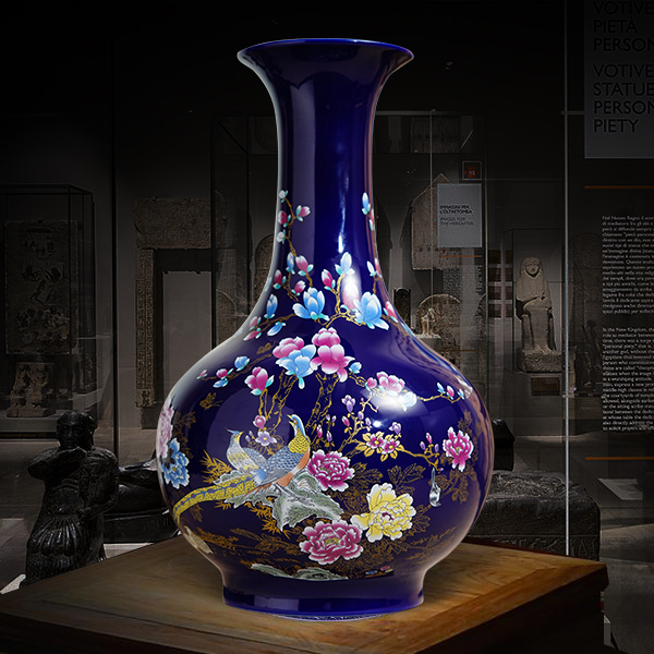 鼎祺制瓷锦绣前程牡丹锦鸡赏瓶