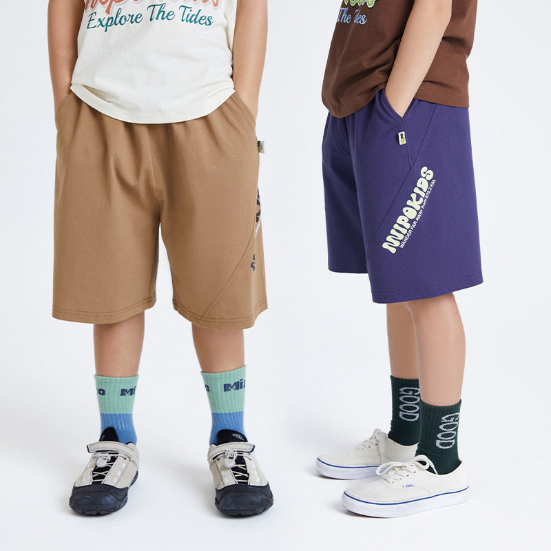 mipo夏装 儿童宽松短裤奥莱outlets男童薄款运动裤子女童纯棉新款