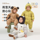 papa爬爬冬新款 放心绒 男女宝宝羽绒服婴儿连体衣外出保暖超萌