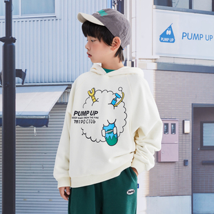 mipo春季奥莱outlets儿童宽松连帽卫衣男童女童新款春季上衣时尚