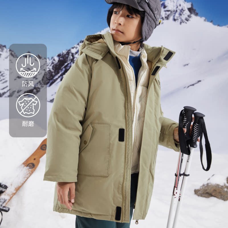 mipo冬季儿童工装羽绒服奥莱outlets防风耐磨潮男女童中长款棉服