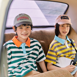 mipo儿童春夏酷潮polo衫男女童休闲条纹短袖柔软亲肤洋气