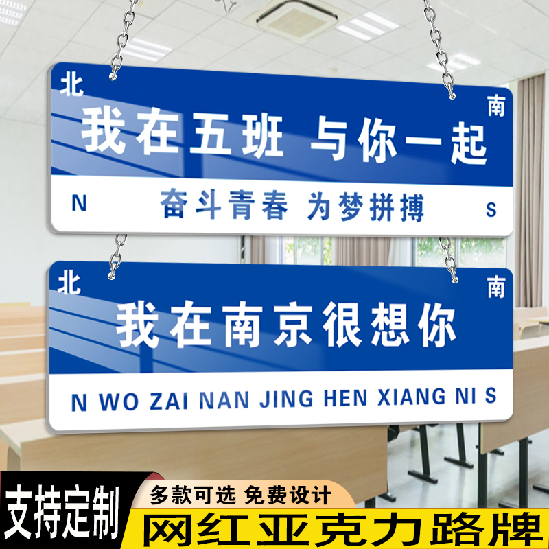 路牌定制网红打卡路标牌子指示这里等你装饰励志班级标语班牌挂牌