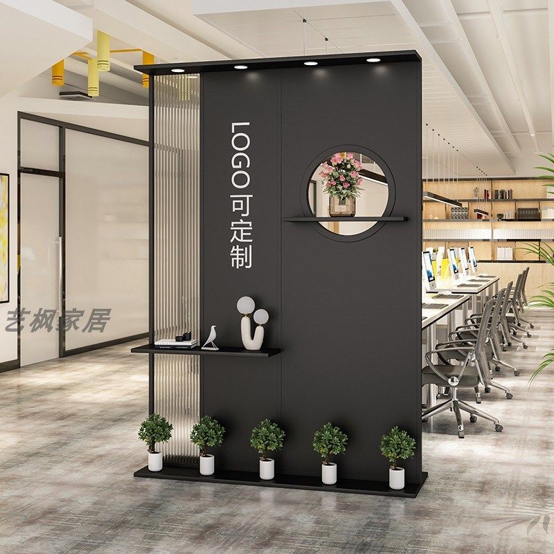 简约铁艺长虹玻璃屏风办公室形象墙入户玄关进门隔断挡板落地移动,商业/办公家具,办公屏风/隔断,淘宝优惠券,粉丝福利购,淘宝优惠卷