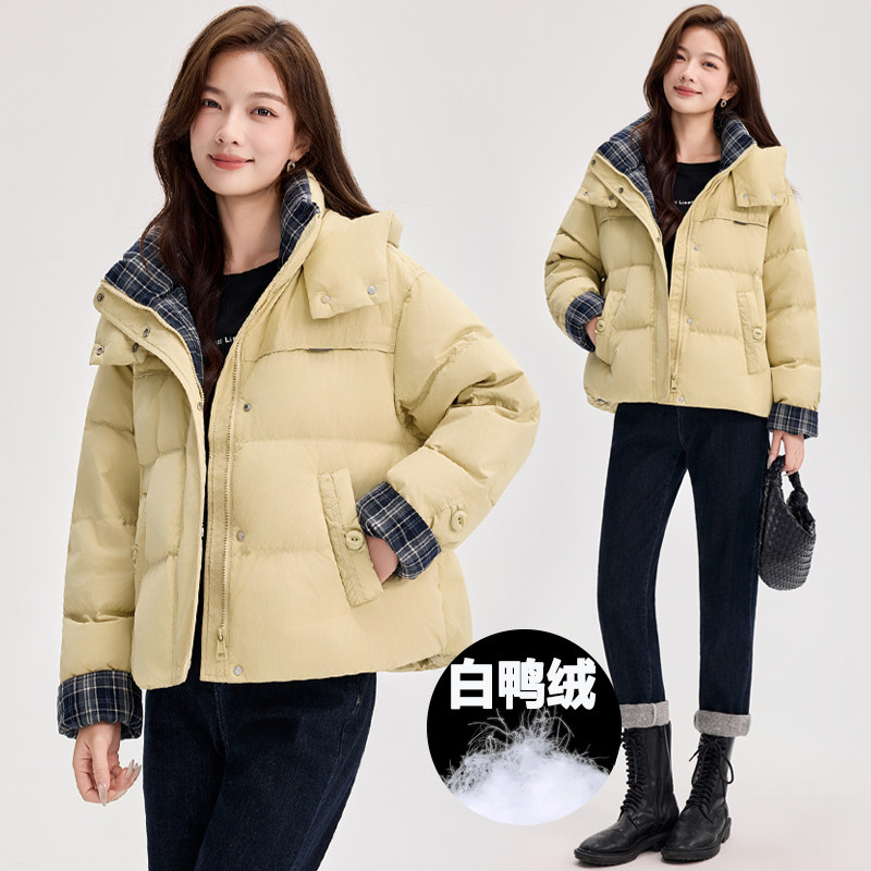 时尚连帽羽绒服女2025冬季新款