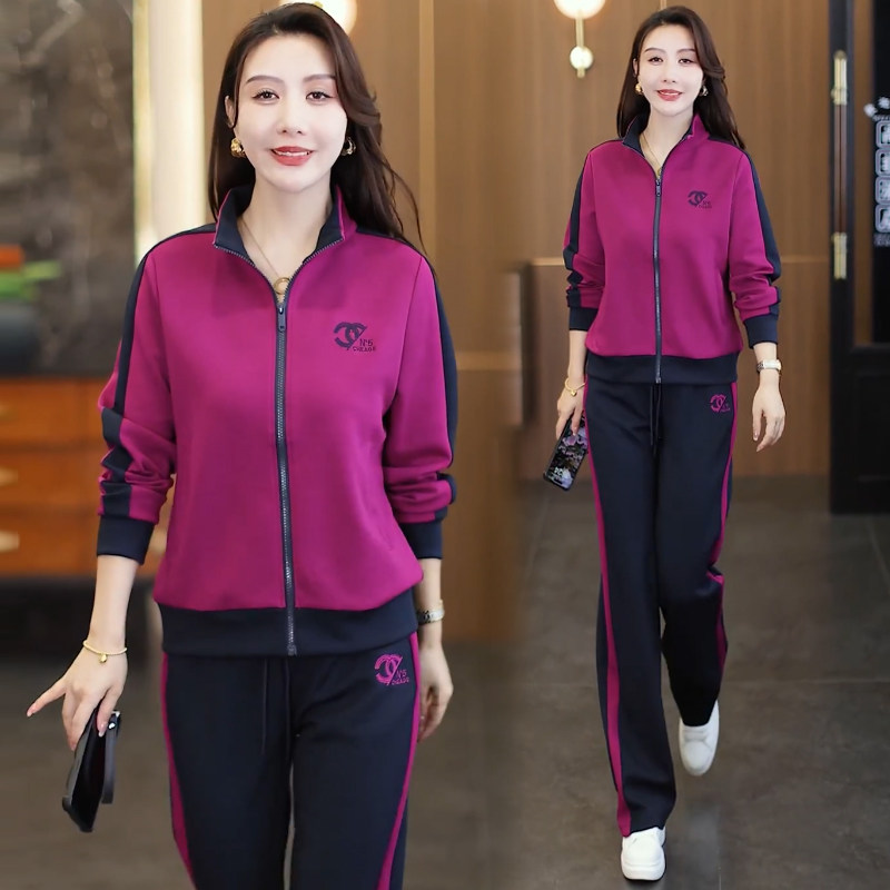 时尚运动套装女2025春秋季新款洋气立领卫衣开衫休闲跑步服两件套