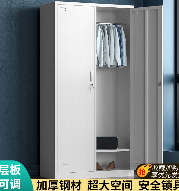 钢制员工铁皮柜两门更衣柜职员宿舍二门换衣柜带锁储物柜鞋柜柜子