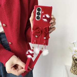 新年红手绳适用于三星zfold7手机壳折叠屏毛绒GalaxyZFold7保护套zfold6防丢可挎5全包防摔z4高级感女3代好看