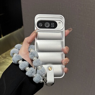 立体羽绒服适用于谷歌Pixel10Pro手机壳Google9pro毛绒挂绳9A新款手链3Axl保护套8pro硅胶7a防摔4XL高级情侣