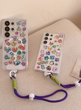 Magsafa磁吸Q版宝可梦适用三星s25ultra手机壳A16透明GalaxyS25手绳保护套s24Ultra全包56防摔s23plus外壳25+