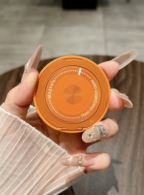 360滴答旋转超薄合金手机支架粘贴式指环扣桌面横竖支撑橙色背贴