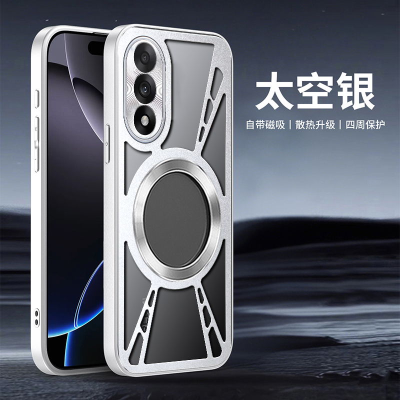 铝合金镂空透气适用于一加Ace5至尊版手机壳新款1+ACE5Pro专用保护套360旋转磁吸支架ace5竞速版夏季金属散热