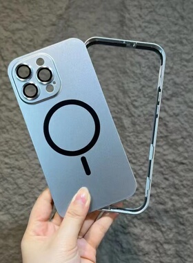 新款钛金弹扣王适用于苹果15proamx手机壳高级感磨砂磁吸充电13pro铝合金边框iPhone14自带镜头膜12男女款15