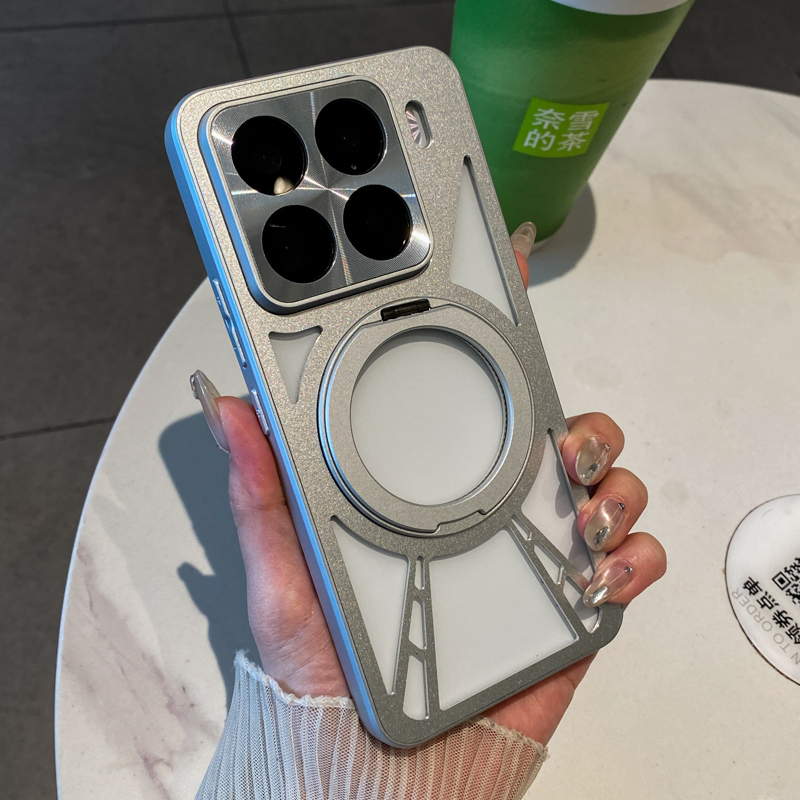 金属镂空360旋转支架适用小米15手机壳xiaomi15pro保护套铝合金夏季散热MIUI15Ultra高级感男女创意14Pro硬壳