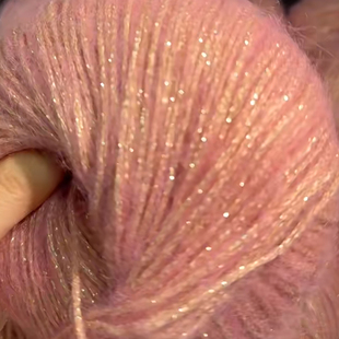 新品金葱粉眼泪长毛真丝马海毛喷毛纱手编星河亮丝闪丝中粗毛线团