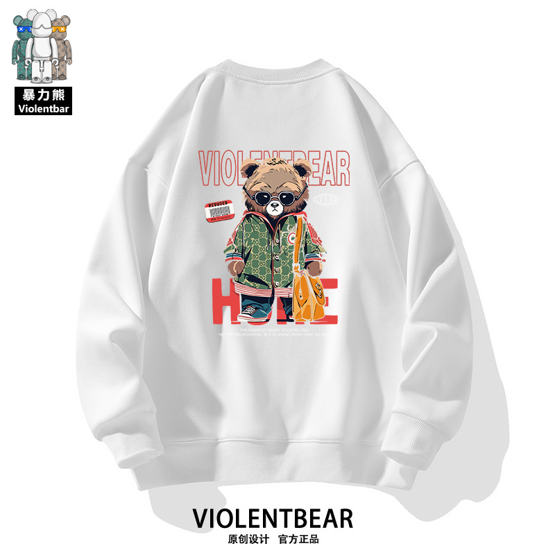 暴力熊美式复古重磅卫衣男潮牌