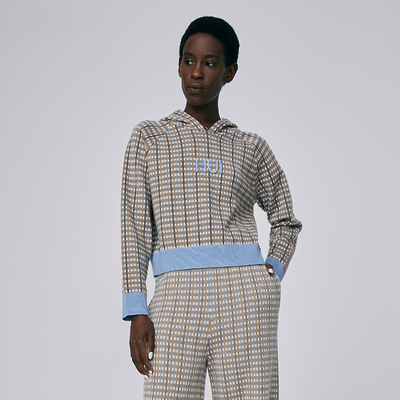 HUI卉格纹精纺羊毛套头衫原创