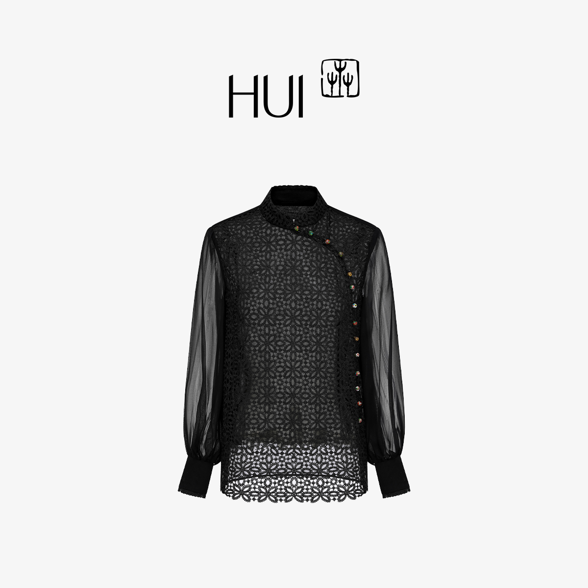 HUI卉100%桑蚕丝乔其新中式衬衫