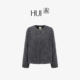 HUI卉玉兰织花拉绒呢滑糯恒温锁链针线暮云灰山羊绒外套2025秋冬