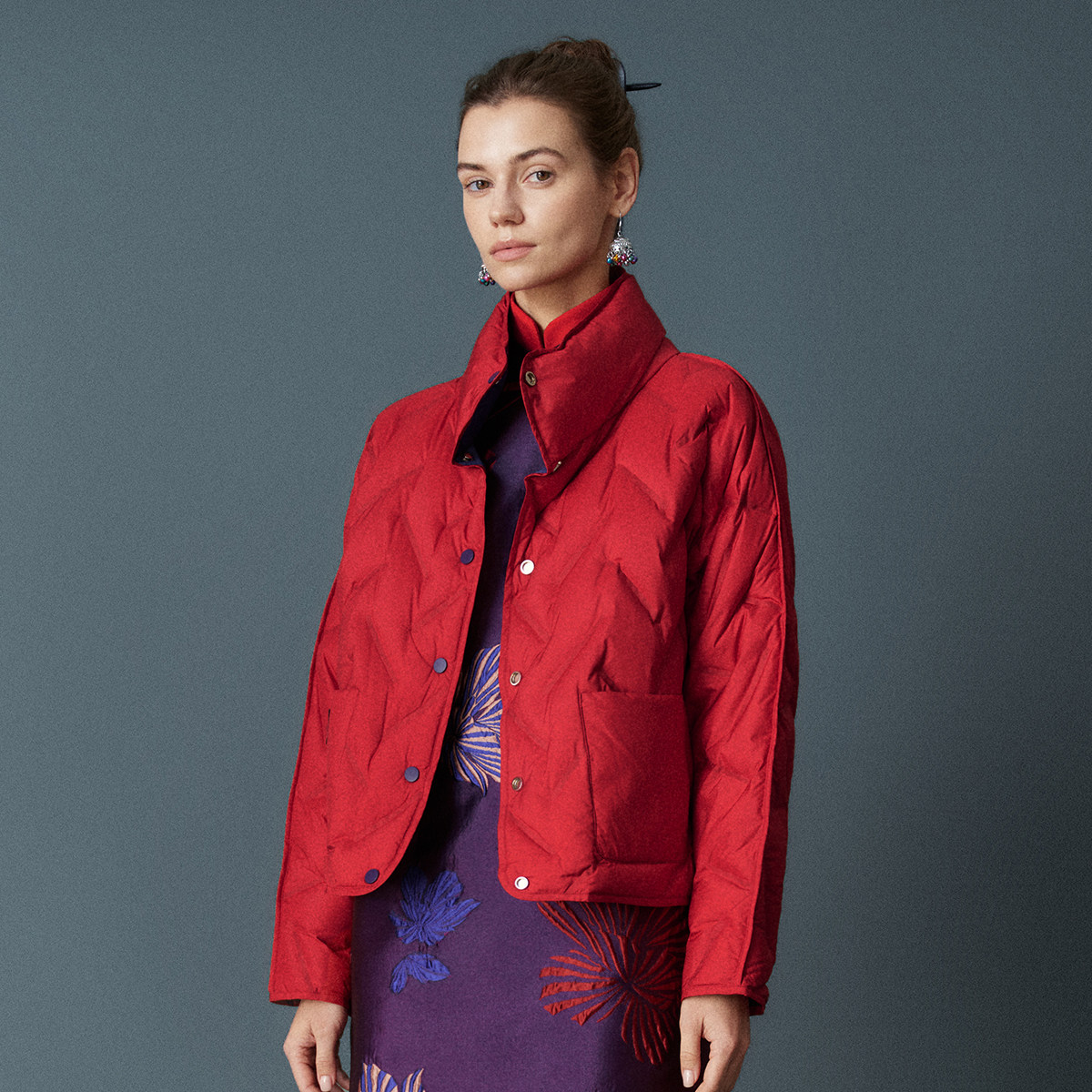 HUI卉90白鹅绒双色两面穿羽绒服