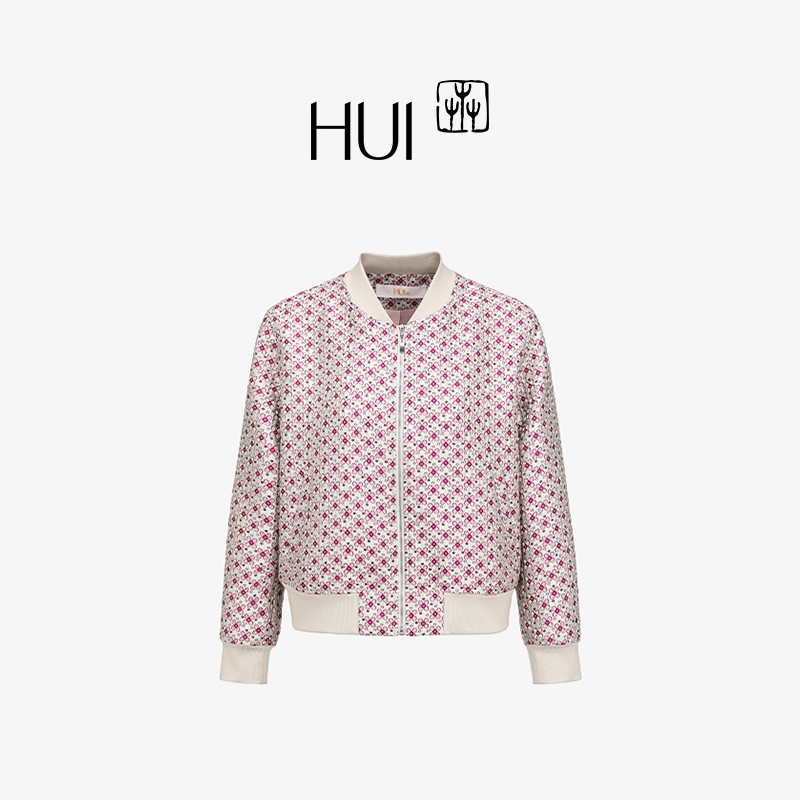 HUI卉涤纶丝提花飞行员休闲外套