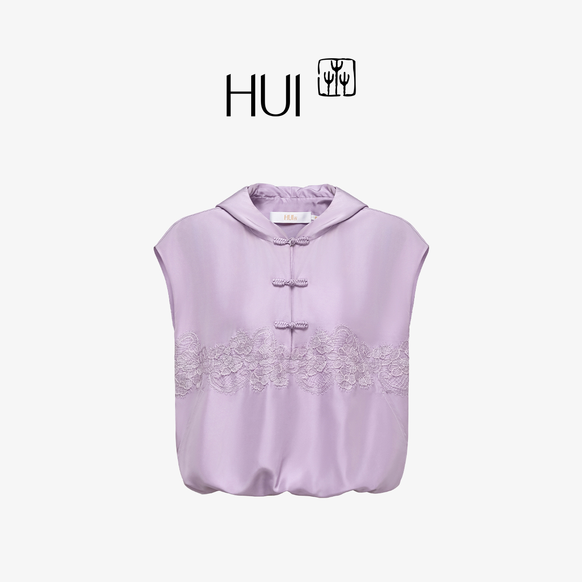 HUI卉桑蚕丝皎皎玉兰蕾丝花上衣