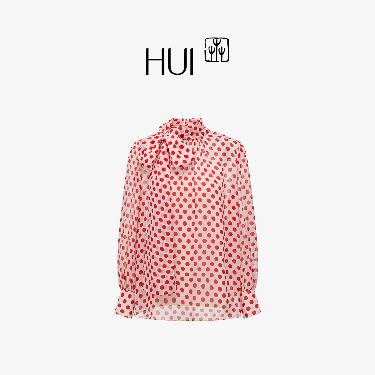 HUI卉桑蚕丝真丝飘带领衬衫