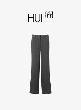 HUI卉青灰色SPH二重织中腰直筒微微喇西装长裤裤子立裁百搭正装裤