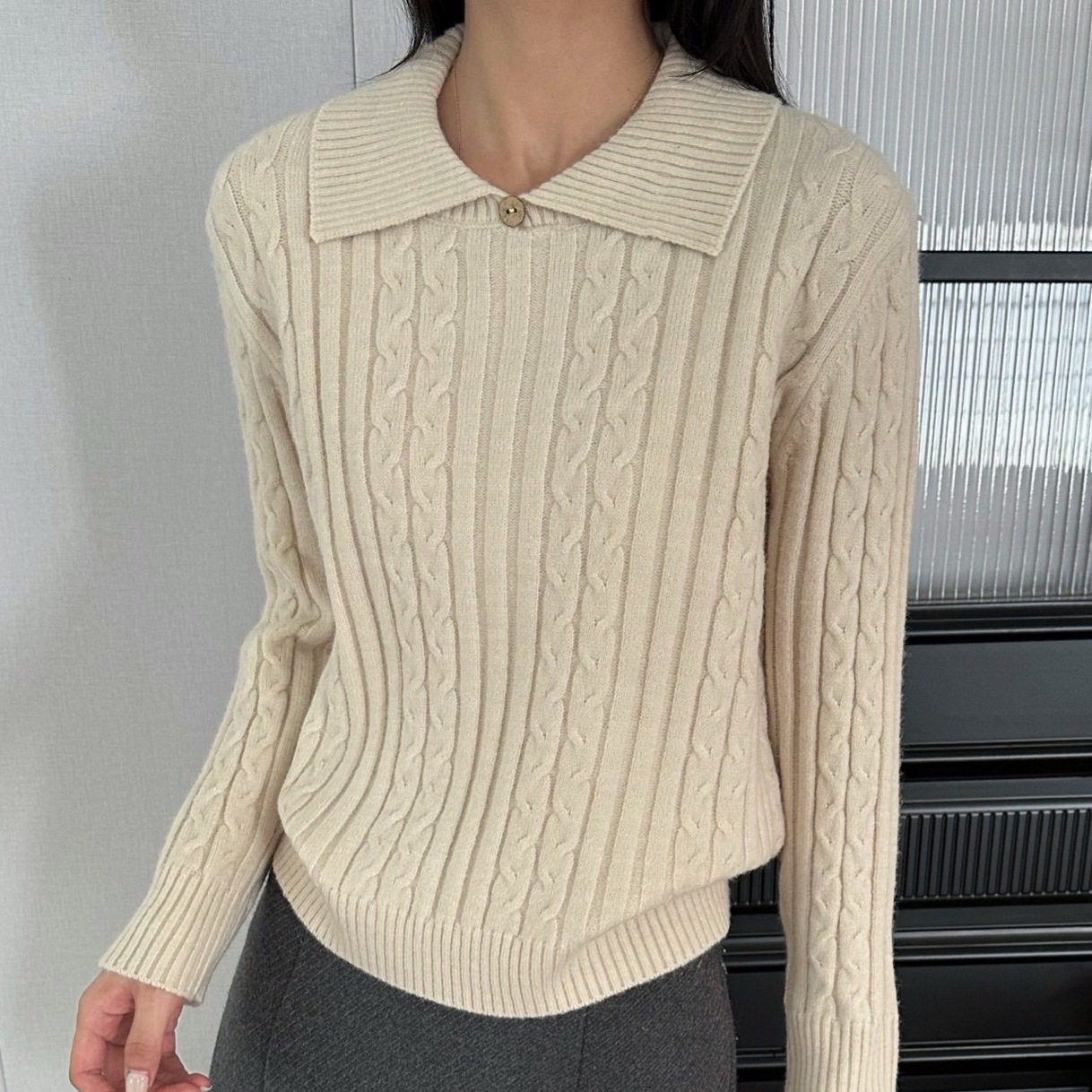 甜美麻花毛衣女2026秋季新款韩系复古温柔慵懒简约针织衫外套上衣