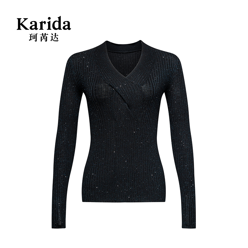 麻花上衣Karida/珂芮达简约v领