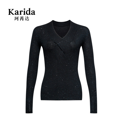 麻花上衣Karida/珂芮达简约v领