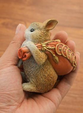 黄铜兔子家居装饰摆件有钱兔