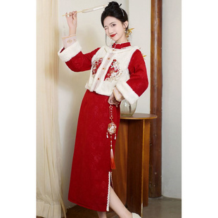 新年中国风女装2026新款中式女装年轻红色冬季新款日常拜年服套装