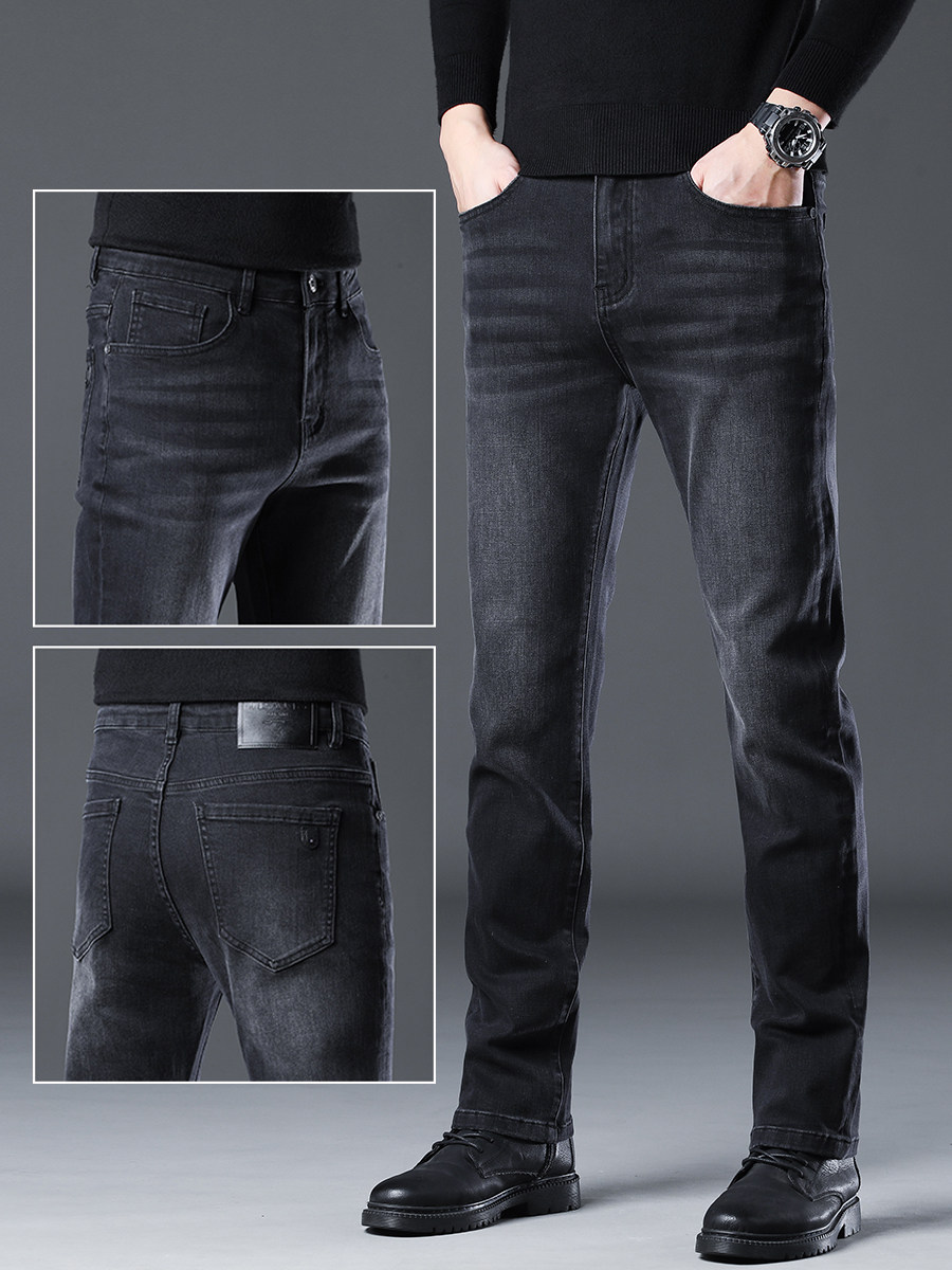 香港春秋黑灰色牛仔裤男宽松直筒休闲长裤2025秋季新款商务长裤子
