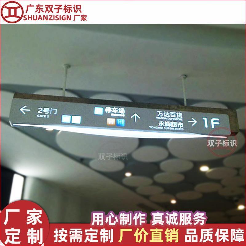 厂家订制大型商场镂空发光指示牌灯箱 吊牌灯箱 不锈钢双面导向牌