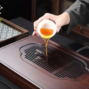 家用小型干泡茶台整块排水茶海高端办公室功夫茶具 茶盘实木电木款
