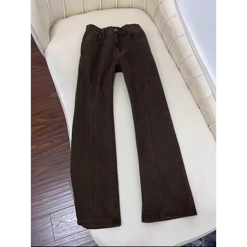 美式复古水洗纯棉牛仔裤男款春秋夏潮牌直筒微喇斜切工装裤子