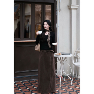 大码 加厚加绒半身裙冬中长款 胖mm高腰直筒显瘦裙子 热可可 糯米子