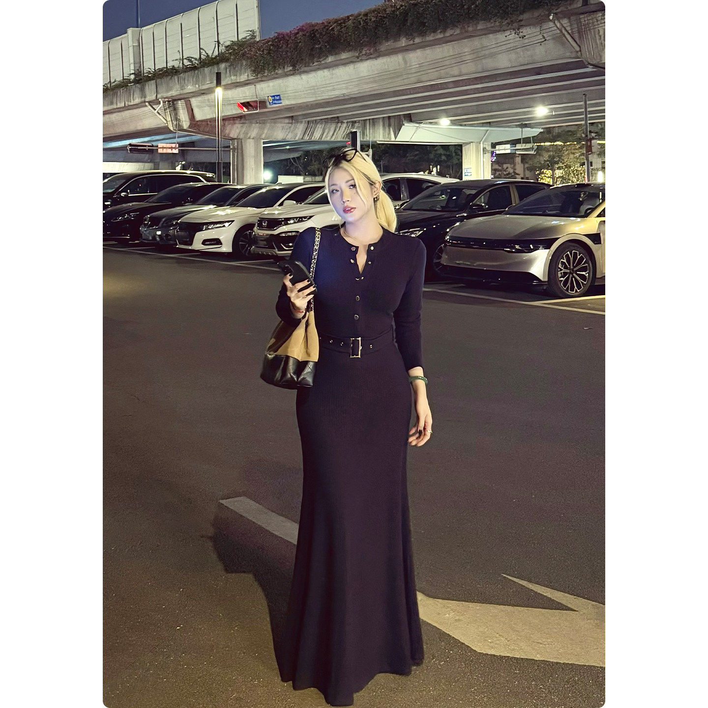 糯米子[绝美小妈]多色后妈裙通勤新款冷艳鱼尾A字秋冬连衣裙