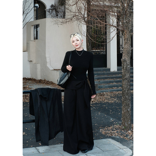 加绒藏肉BUG 显瘦高腰垂感休闲裤 阔腿裤 直筒裤 子 女秋冬季 糯米子